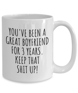 3 Years Anniversary Boyfriend Mug Funny Gift for BF 3rd Dating Relationship Couple Together Coffee Tea Cup-Coffee Mug