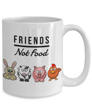 Load image into Gallery viewer, Friends Not Food Mug Funny Vegan Mug Animal Lover Gift Idea for Vegetarian Anti-Meat Coffee Tea Cup-Coffee Mug