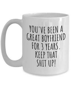 3 Years Anniversary Boyfriend Mug Funny Gift for BF 3rd Dating Relationship Couple Together Coffee Tea Cup-Coffee Mug