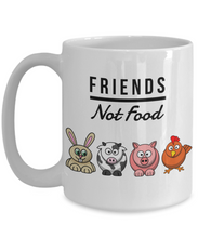 Load image into Gallery viewer, Friends Not Food Mug Funny Vegan Mug Animal Lover Gift Idea for Vegetarian Anti-Meat Coffee Tea Cup-Coffee Mug