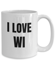 Load image into Gallery viewer, I Love Wi Mug Wisconsin Funny Gift Idea Novelty Gag Coffee Tea Cup-Coffee Mug