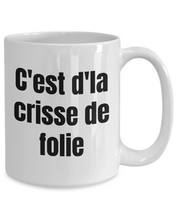 C'est d'la crisse de folie Mug Quebec Swear In French Expression Funny Gift Idea for Novelty Gag Coffee Tea Cup-Coffee Mug