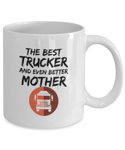 Trucker Mom Mug Best Truck Driver Mother Funny Gift for Mama Novelty Gag Coffee Tea Cup-Coffee Mug