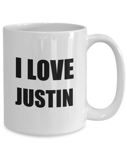 I Love Justin Mug Funny Gift Idea Novelty Gag Coffee Tea Cup-Coffee Mug