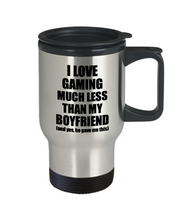 Load image into Gallery viewer, Gaming Girlfriend Travel Mug Funny Valentine Gift Idea For My Gf From Boyfriend I Love Coffee Tea 14 oz Insulated Lid Commuter-Travel Mug