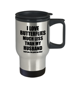 Butterflies Wife Travel Mug Funny Valentine Gift Idea For My Spouse From Husband I Love Coffee Tea 14 oz Insulated Lid Commuter-Travel Mug