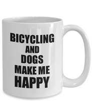 Load image into Gallery viewer, Bicycling And Dogs Make Me Happy Mug Funny Gift For Hobby Lover Coffee Tea Cup-Coffee Mug