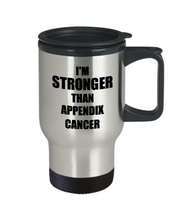Load image into Gallery viewer, Appendix Cancer Travel Mug Awareness Survivor Gift Idea for Hope Cure Inspiration Coffee Tea 14oz Commuter Stainless Steel-Travel Mug