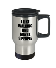 Load image into Gallery viewer, Walking Travel Mug Lover I Like Funny Gift Idea For Hobby Addict Novelty Pun Insulated Lid Coffee Tea 14oz Commuter Stainless Steel-Travel Mug