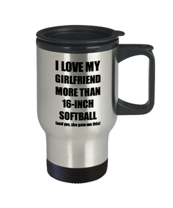 16-Inch Softball Boyfriend Travel Mug Funny Valentine Gift Idea For My Bf Lover From Girlfriend Coffee Tea 14 oz Insulated Lid Commuter-Travel Mug