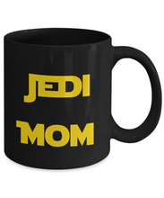 Load image into Gallery viewer, Jedi mom black mug yellow-Coffee Mug