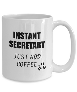 Secretary Mug Instant Just Add Coffee Funny Gift Idea for Corworker Present Workplace Joke Office Tea Cup-Coffee Mug