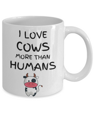 Load image into Gallery viewer, Cow Lover Mug I Love Cows More than Humans Funny Gift Idea Coffee Tea Cup-Coffee Mug