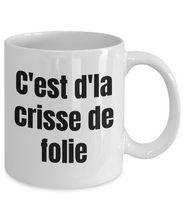 Load image into Gallery viewer, C&#39;est d&#39;la crisse de folie Mug Quebec Swear In French Expression Funny Gift Idea for Novelty Gag Coffee Tea Cup-Coffee Mug