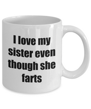 Load image into Gallery viewer, I Love My Sister Even Though She Farts Mug Funny Gift Idea Novelty Gag Coffee Tea Cup-Coffee Mug