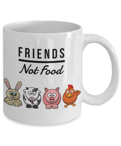 Friends Not Food Mug Funny Vegan Mug Animal Lover Gift Idea for Vegetarian Anti-Meat Coffee Tea Cup-Coffee Mug
