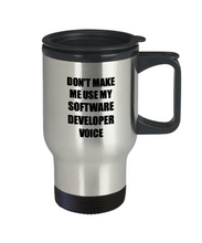 Load image into Gallery viewer, Software Developer Travel Mug Coworker Gift Idea Funny Gag For Job Coffee Tea 14oz Commuter Stainless Steel-Travel Mug