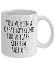 Load image into Gallery viewer, 10 Years Anniversary Boyfriend Mug Funny Gift for BF 10th Dating Relationship Couple Together Coffee Tea Cup-Coffee Mug