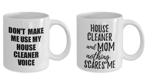House Cleaner Mugs Set Of 2 House Keeper Voice and Mom Couple Coffee Mug Funny Gift Idea-Coffee Mug