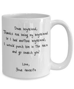 Boyfriend Mug Bf Dear Funny Gift Idea For My Novelty Gag Coffee Tea Cup Punch In the Face-Coffee Mug