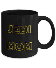 Load image into Gallery viewer, Jedi mom black mug yellow 2-Coffee Mug