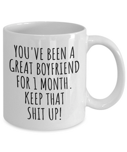 1 Month Anniversary Boyfriend Mug Funny Gift For Bf Him 1st Dating First Month Great Relationship Present Couple Together Gag Coffee Tea Cup-Coffee Mug