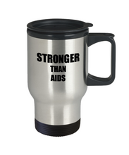 Load image into Gallery viewer, AIDS Travel Mug Awareness Survivor Gift Idea for Hope Cure Inspiration Coffee Tea 14oz Commuter Stainless Steel-Travel Mug