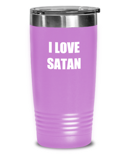 I Love Satan Tumbler Funny Gift Idea Novelty Gag Coffee Tea Insulated Cup With Lid-Tumbler