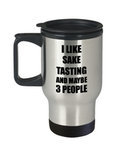 Load image into Gallery viewer, Sake Tasting Travel Mug Lover I Like Funny Gift Idea For Hobby Addict Novelty Pun Insulated Lid Coffee Tea 14oz Commuter Stainless Steel-Travel Mug