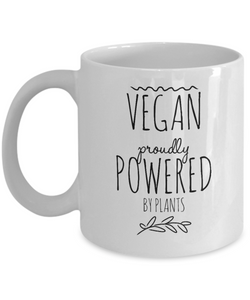Funny Coffee Mug for Vegan - Vegan Proudly Powered By Plants-Coffee Mug
