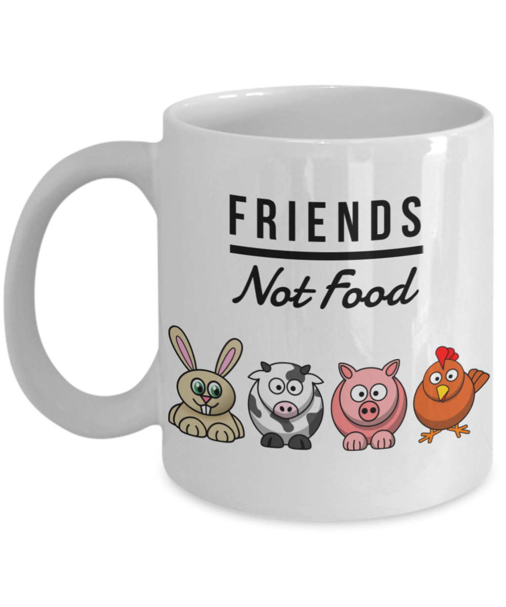 Friends Not Food Mug Funny Vegan Mug Animal Lover Gift Idea for Vegetarian Anti-Meat Coffee Tea Cup-Coffee Mug