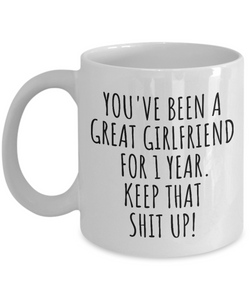 1 Year Anniversary Girlfriend Mug Funny Gift for GF 1st Dating Relationship Couple Together Coffee Tea Cup-Coffee Mug