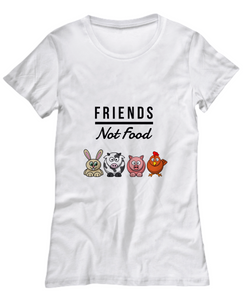 Friends Not Food Cute T-Shirt for Women Funny Vegan Gift Idea Animal Lover Tee-Shirt / Hoodie