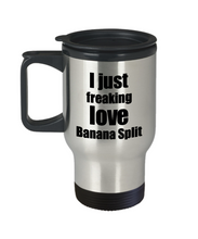Load image into Gallery viewer, Banana Split Lover Travel Mug I Just Freaking Love Funny Insulated Lid Gift Idea Coffee Tea Commuter-Travel Mug