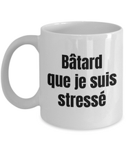 Load image into Gallery viewer, Batard que je suis stresse Mug Quebec Swear In French Expression Funny Gift Idea for Novelty Gag Coffee Tea Cup-Coffee Mug