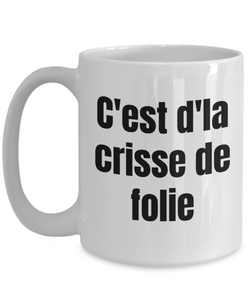 C'est d'la crisse de folie Mug Quebec Swear In French Expression Funny Gift Idea for Novelty Gag Coffee Tea Cup-Coffee Mug