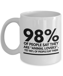 Funny Coffee Mug for Vegan - 98% of People Say They Are "Animal Lovers"-Coffee Mug