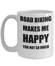 Load image into Gallery viewer, Road Biking Mug Lover Fan Funny Gift Idea Hobby Novelty Gag Coffee Tea Cup Makes Me Happy-Coffee Mug