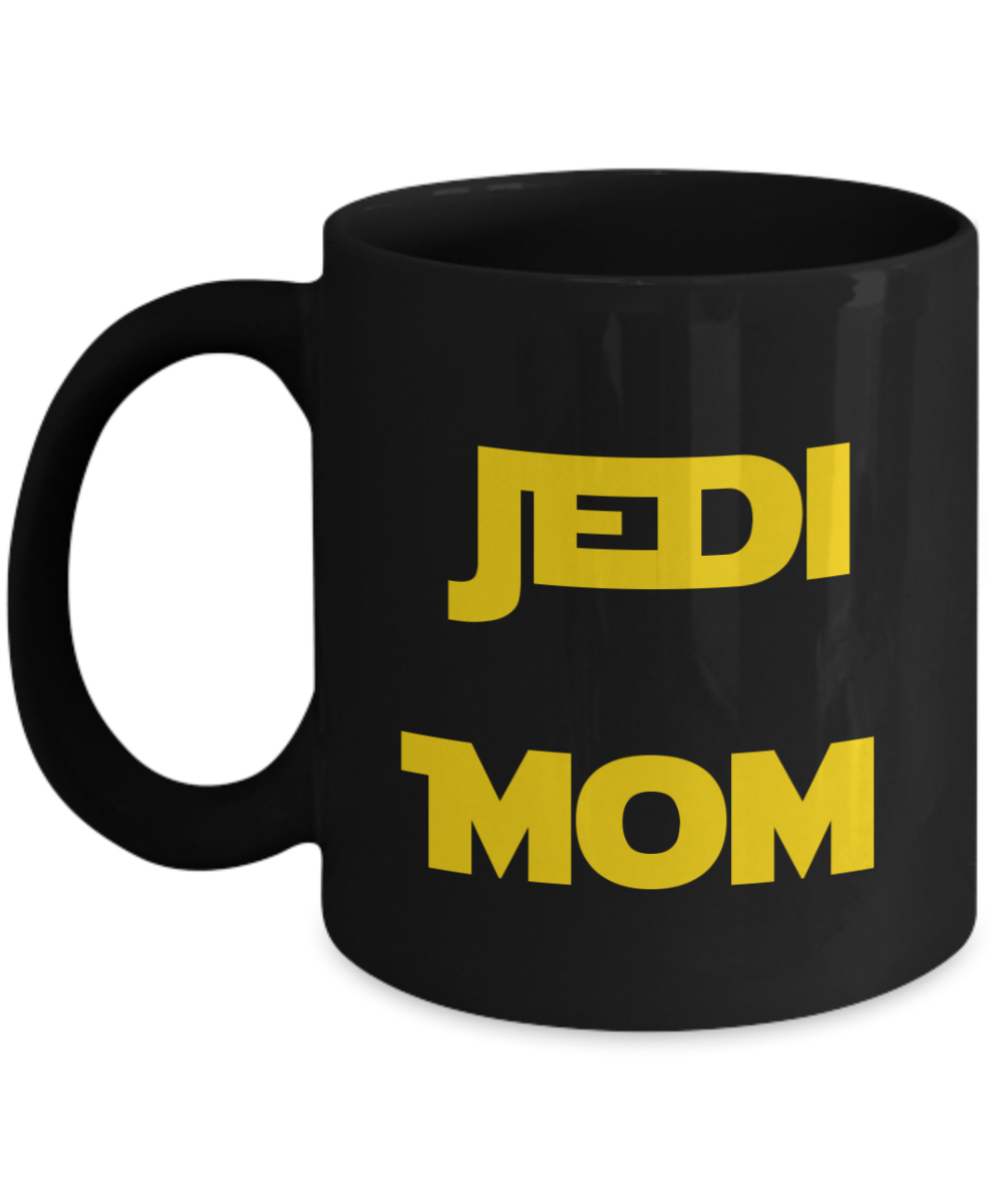 Jedi mom black mug yellow-Coffee Mug