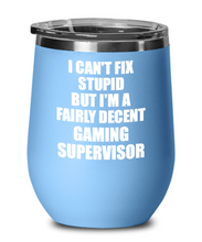 Load image into Gallery viewer, Funny Gaming Supervisor Wine Glass Saying Fix Stupid Gift for Coworker Gag Insulated Tumbler with Lid-Wine Glass