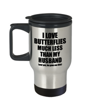 Load image into Gallery viewer, Butterflies Wife Travel Mug Funny Valentine Gift Idea For My Spouse From Husband I Love Coffee Tea 14 oz Insulated Lid Commuter-Travel Mug