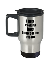 Load image into Gallery viewer, Charcoal Ice Cream Lover Travel Mug I Just Freaking Love Funny Insulated Lid Gift Idea Coffee Tea Commuter-Travel Mug