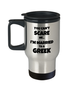 Greek Travel Mug Husband Wife Married Couple Funny Gift Idea for Car Novelty Coffee Tea Commuter 14oz Stainless Steel-Travel Mug