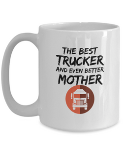 Trucker Mom Mug Best Truck Driver Mother Funny Gift for Mama Novelty Gag Coffee Tea Cup-Coffee Mug