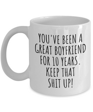 Load image into Gallery viewer, 10 Years Anniversary Boyfriend Mug Funny Gift for BF 10th Dating Relationship Couple Together Coffee Tea Cup-Coffee Mug