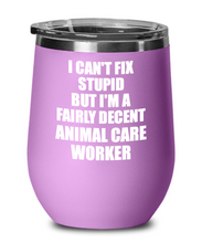 Load image into Gallery viewer, Funny Animal Care Worker Wine Glass Saying Fix Stupid Gift for Coworker Gag Insulated Tumbler with Lid-Wine Glass