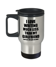 Load image into Gallery viewer, Writing Boyfriend Travel Mug Funny Valentine Gift Idea For My Bf From Girlfriend I Love Coffee Tea 14 oz Insulated Lid Commuter-Travel Mug