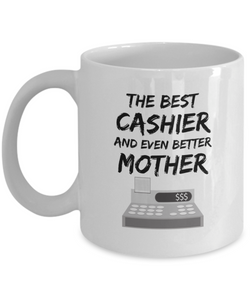 Cashier Mom Mug Best Mother Funny Gift for Mama Novelty Gag Coffee Tea Cup-Coffee Mug