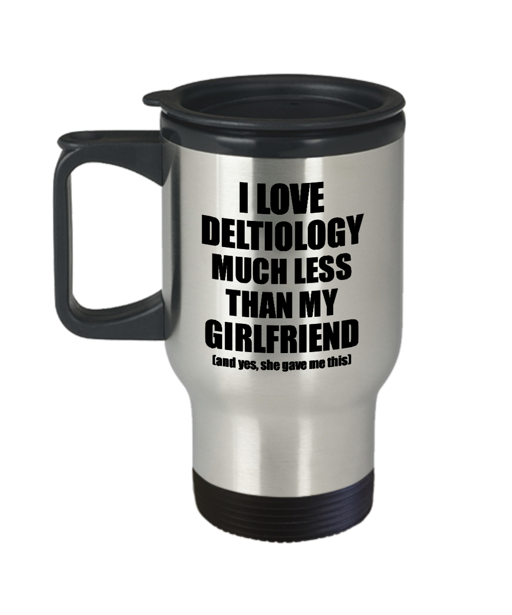 Deltiology Boyfriend Travel Mug Funny Valentine Gift Idea For My Bf From Girlfriend I Love Coffee Tea 14 oz Insulated Lid Commuter-Travel Mug