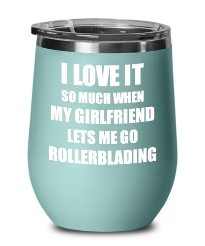 Funny Rollerblading Wine Glass Gift For Boyfriend From Girlfriend Lover Joke Insulated Tumbler Lid-Wine Glass